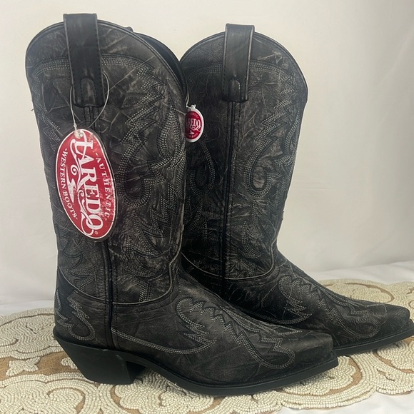 Laredo Black Sanded Western Boots - Picture 3 of 15